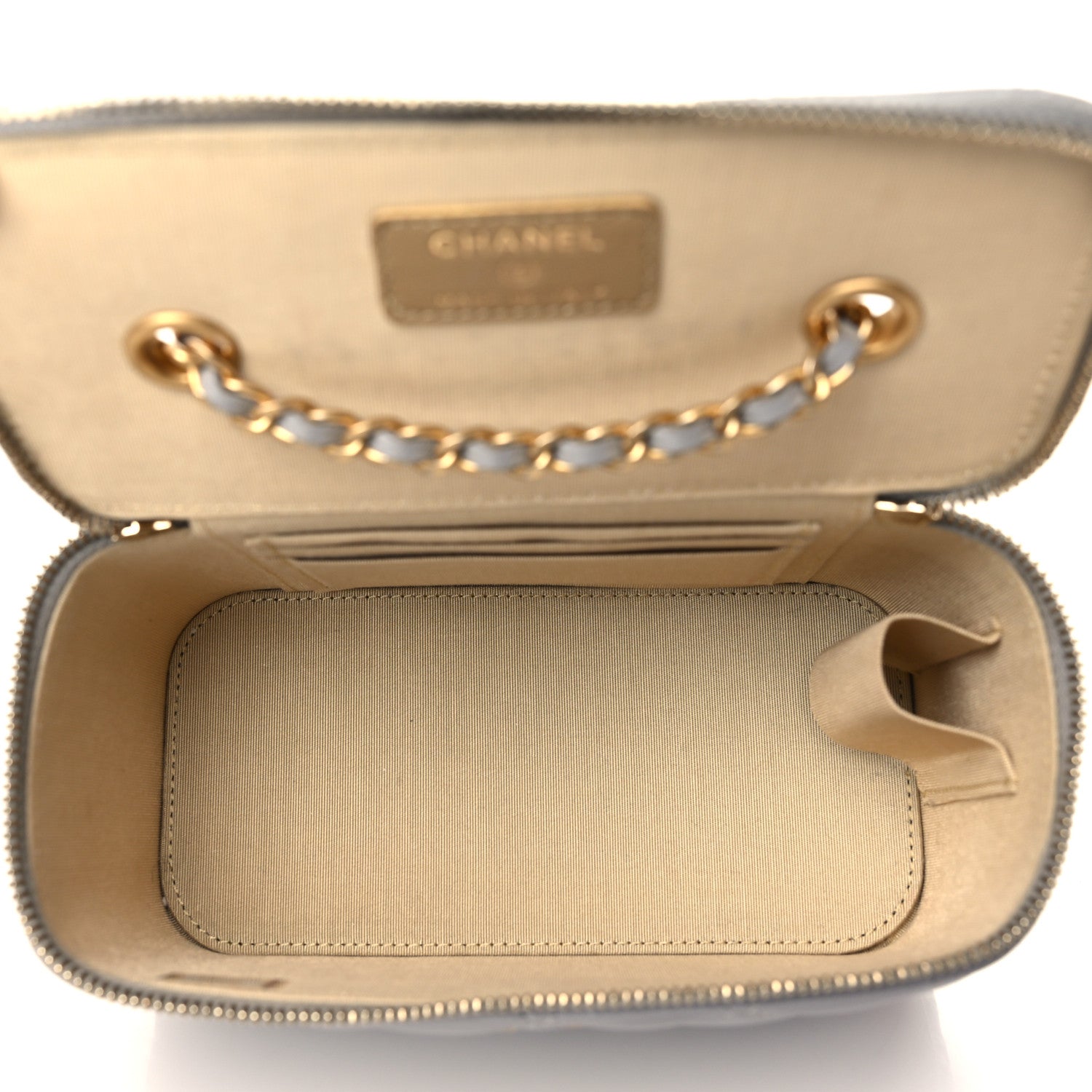 Chanel Lambskin Quilted Small Pearl Crush Vanity Case With Chain Grey 5 of 10