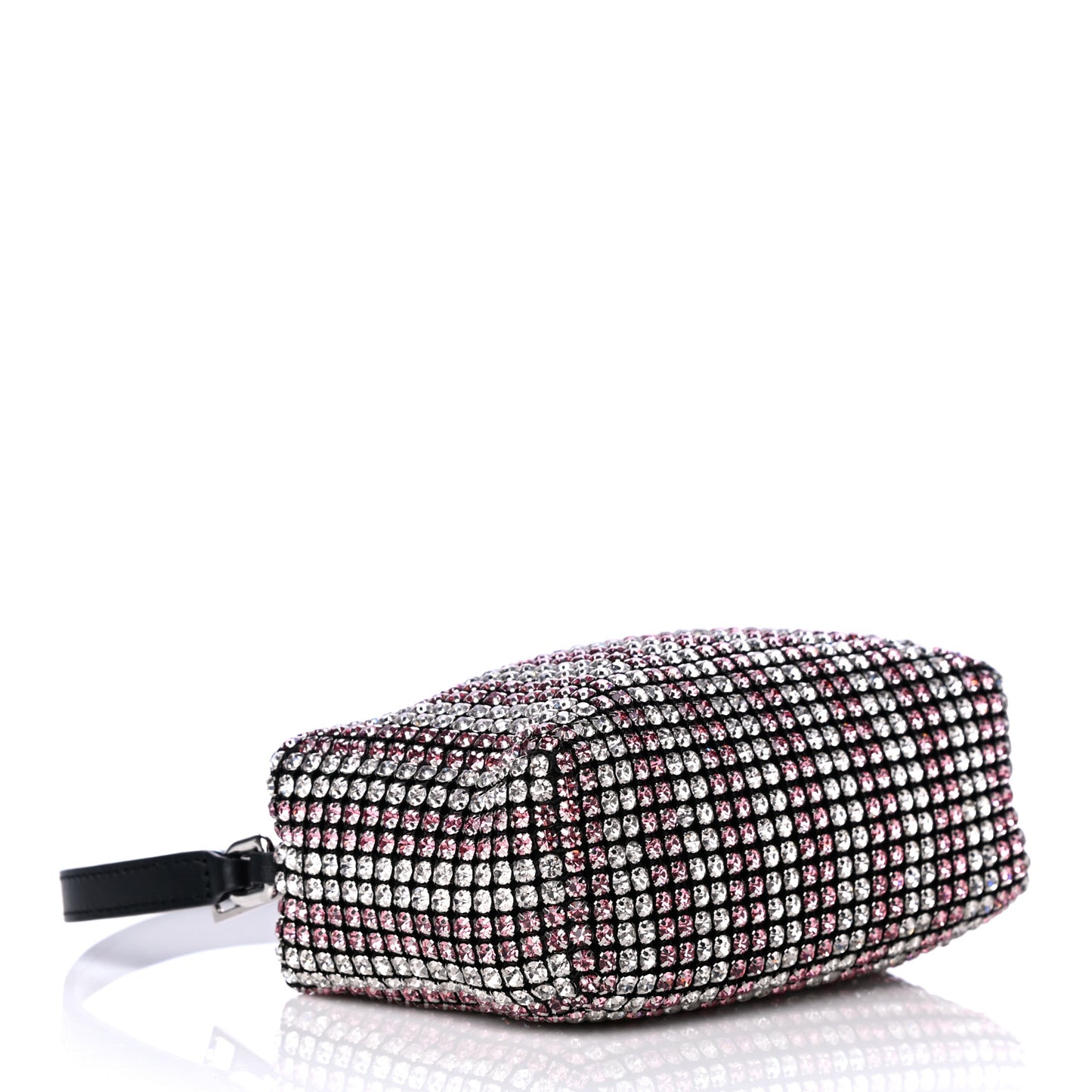 Mesh Crystal Rhinestone Mini Heiress Pouch Pink Silver