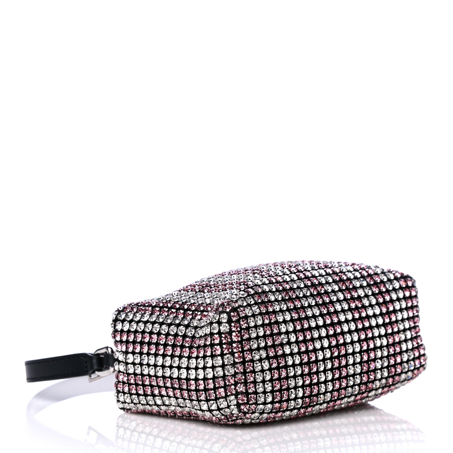 Alexander Wang Mesh Crystal Rhinestone Mini Heiress Pouch Pink Silver 3 of 9