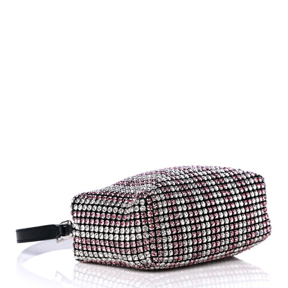 Alexander Wang Mesh Crystal Rhinestone Mini Heiress Pouch Pink Silver 3 of 9