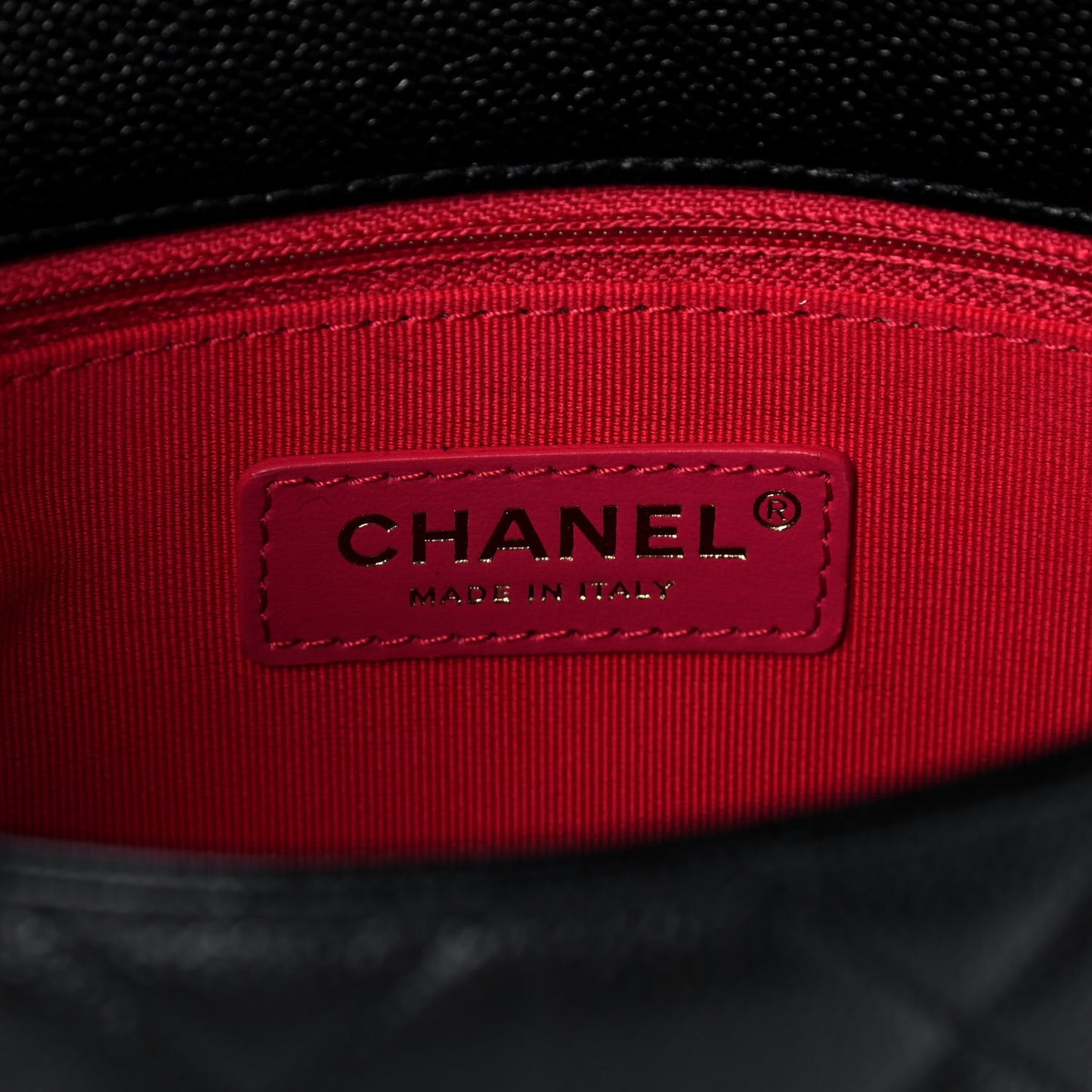Shiny Caviar Quilted Small Chain Melody Flap Black