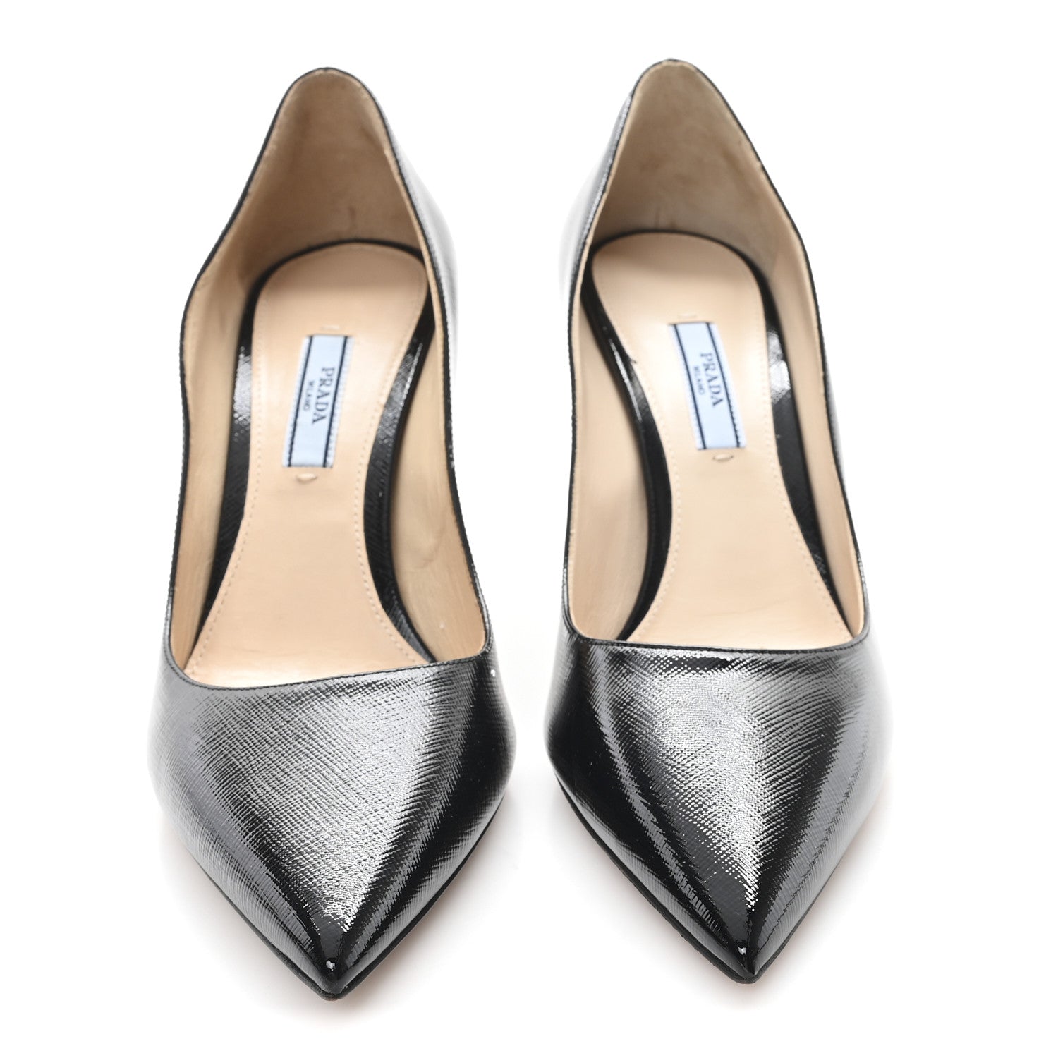 Prada Saffiano Patent Pumps 39 Black 3 of 8