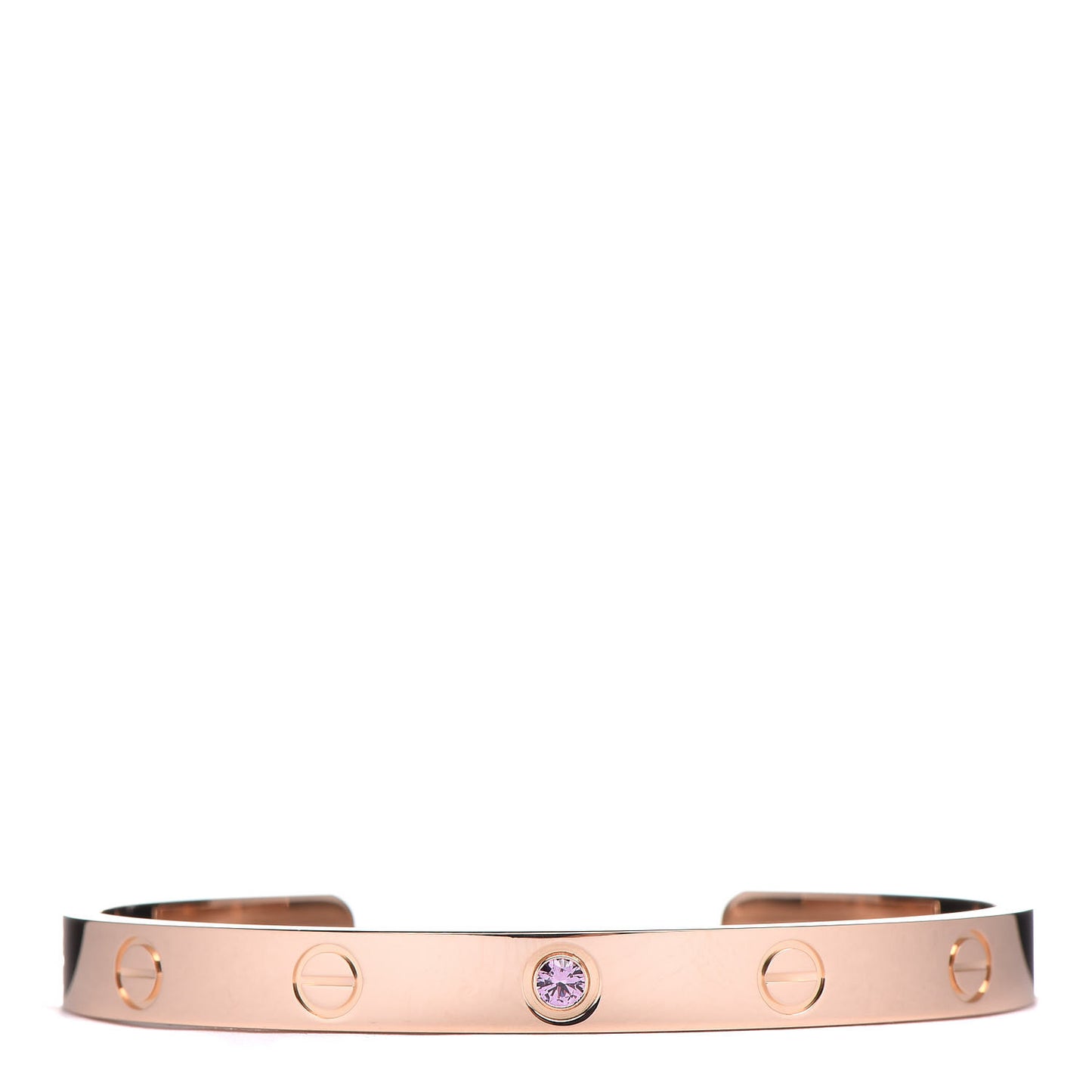 18K Pink Gold Pink Sapphire LOVE Cuff Bracelet 17