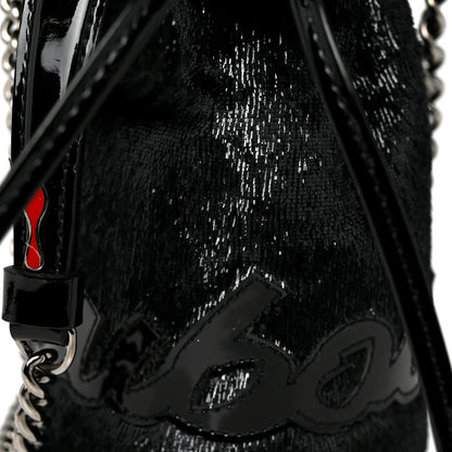 Christian Louboutin Metallic Sequin Mini Marie Jane Bucket Bag Black 7 of 9