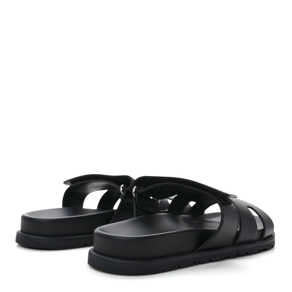 Hermes Calfskin Womens Chypre Sandals 39.5 Black 4 of 9