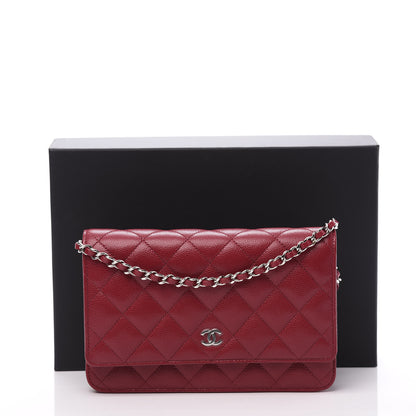 Chanel Caviar Quilted Wallet On Chain WOC Dark Red 10 of 10