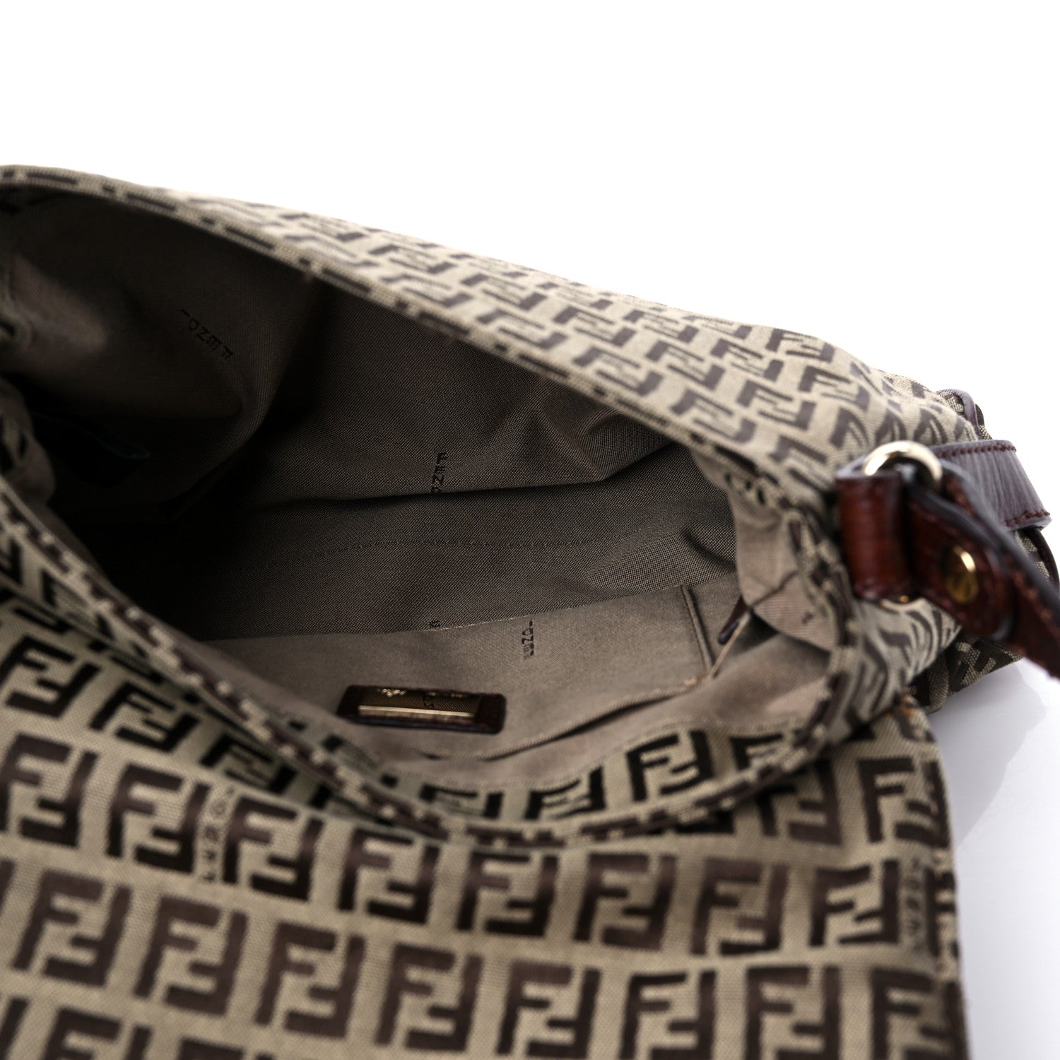 Fendi Zucchino Logo Shoulder Bag Tobacco 5 of 16