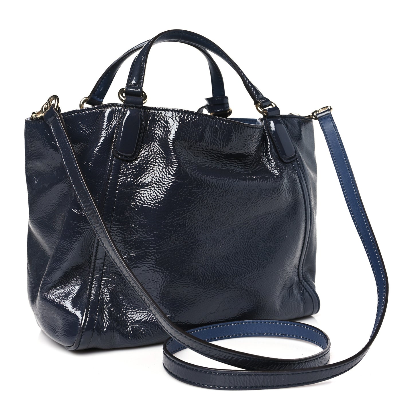 Patent Small Soho Shoulder Bag Navy