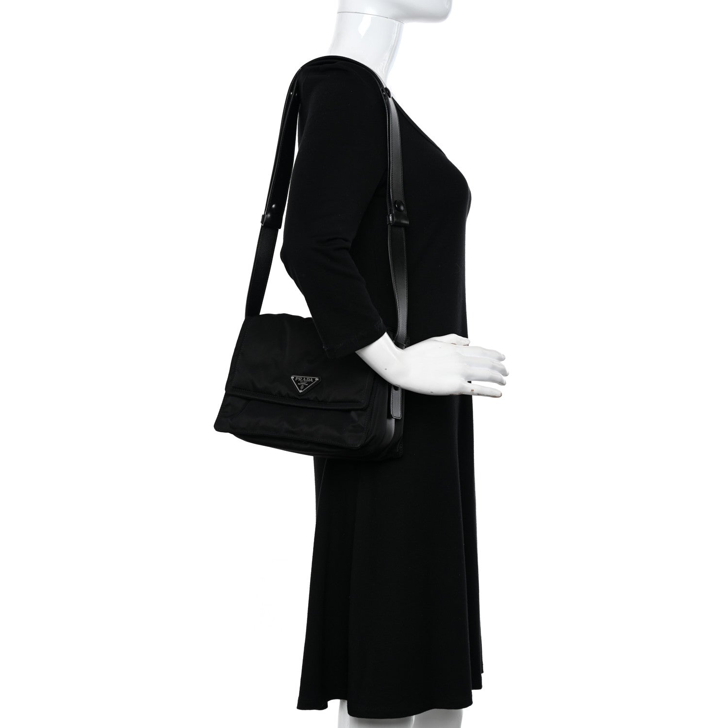 Prada Re-Nylon Vitello Padded Small Flap Shoulder Bag Black 2 of 11