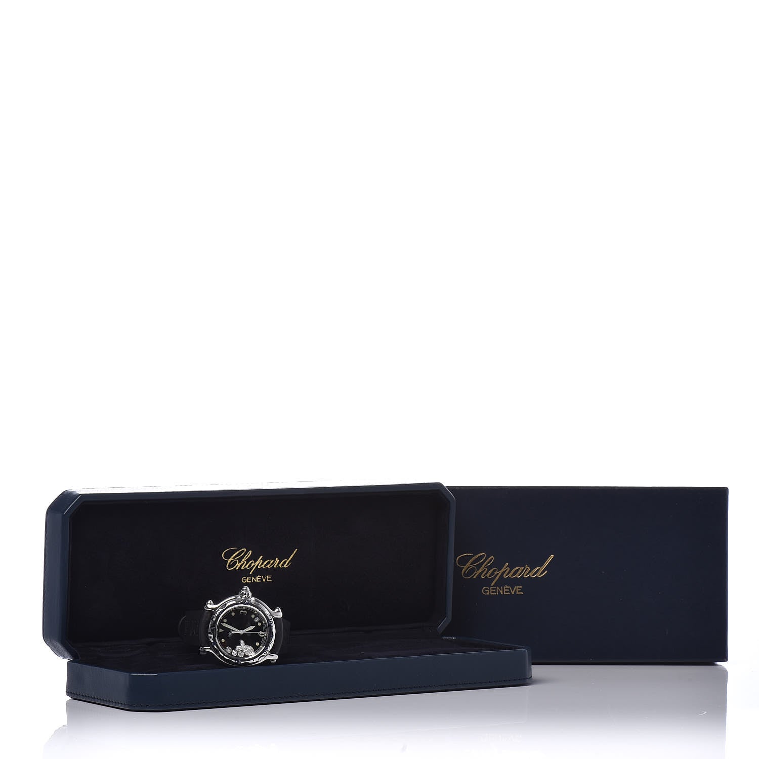 Chopard Stainless Steel Rubber Diamond 38mm Happy Sport Fish Quartz Watch Black 7 of 7