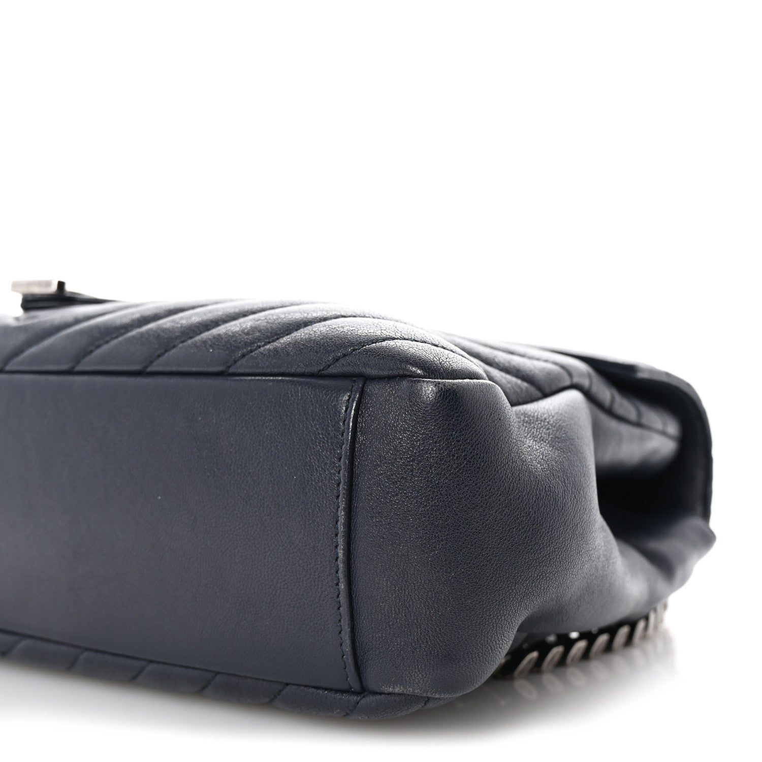 Saint Laurent Sheepskin Matelasse Chevron Monogram Large College Satchel Deep Marine 9 of 9