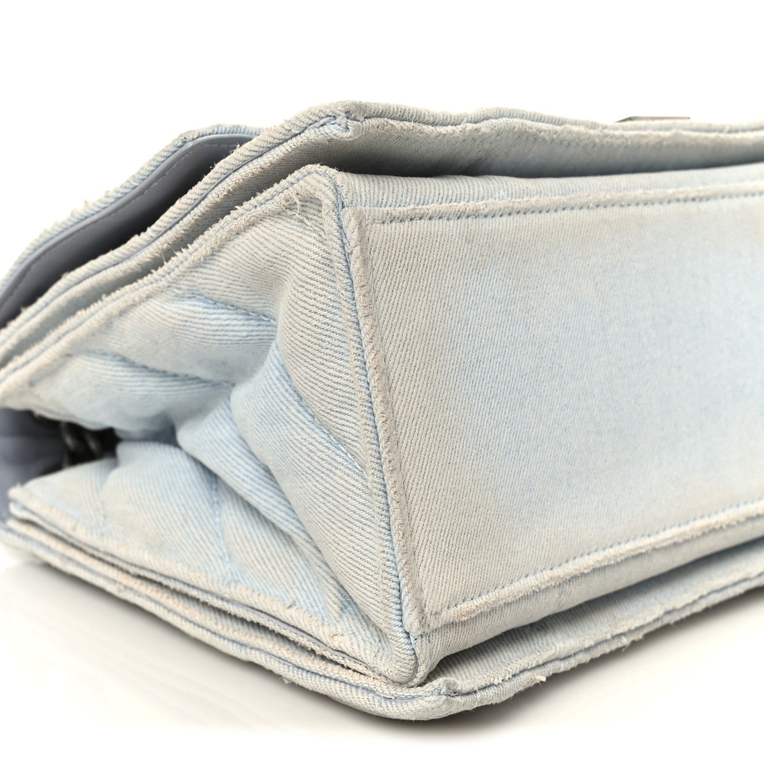 Balenciaga Crushed Washed Denim Quilted Medium Crush Chain Bag Pale Blue 9 of 10