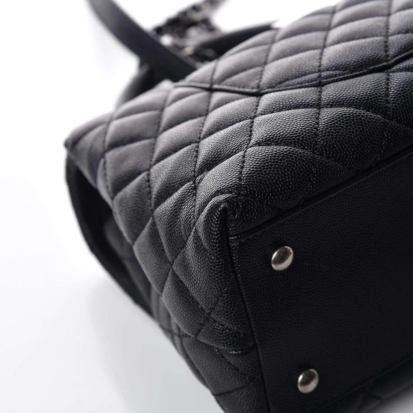 Caviar Quilted Small Coco Handle Flap Black
