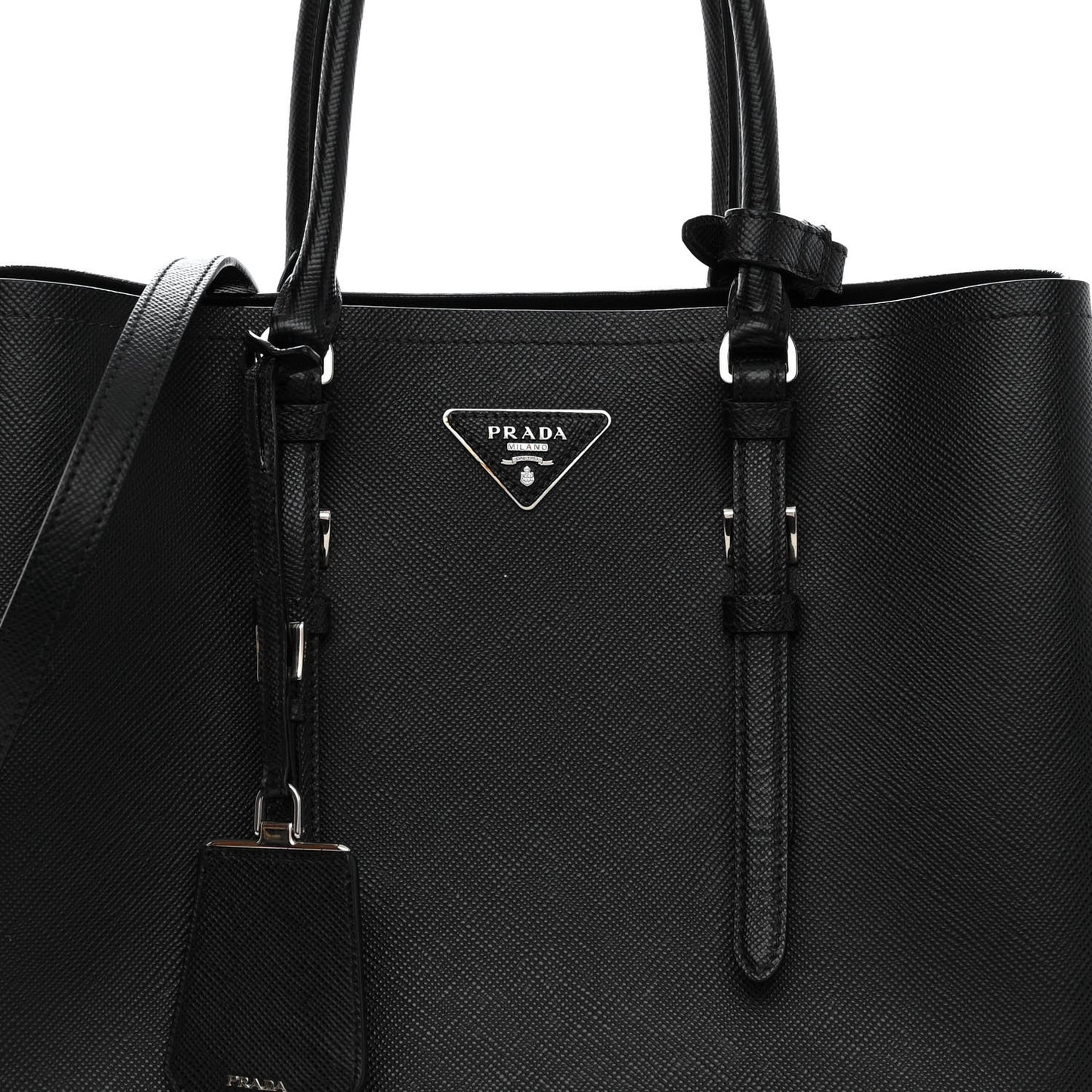 Saffiano Cuir Medium Double Handle Tote Black