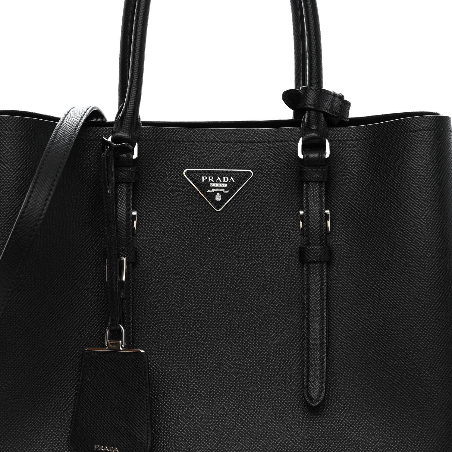Prada Saffiano Cuir Medium Double Handle Tote Black 8 of 10