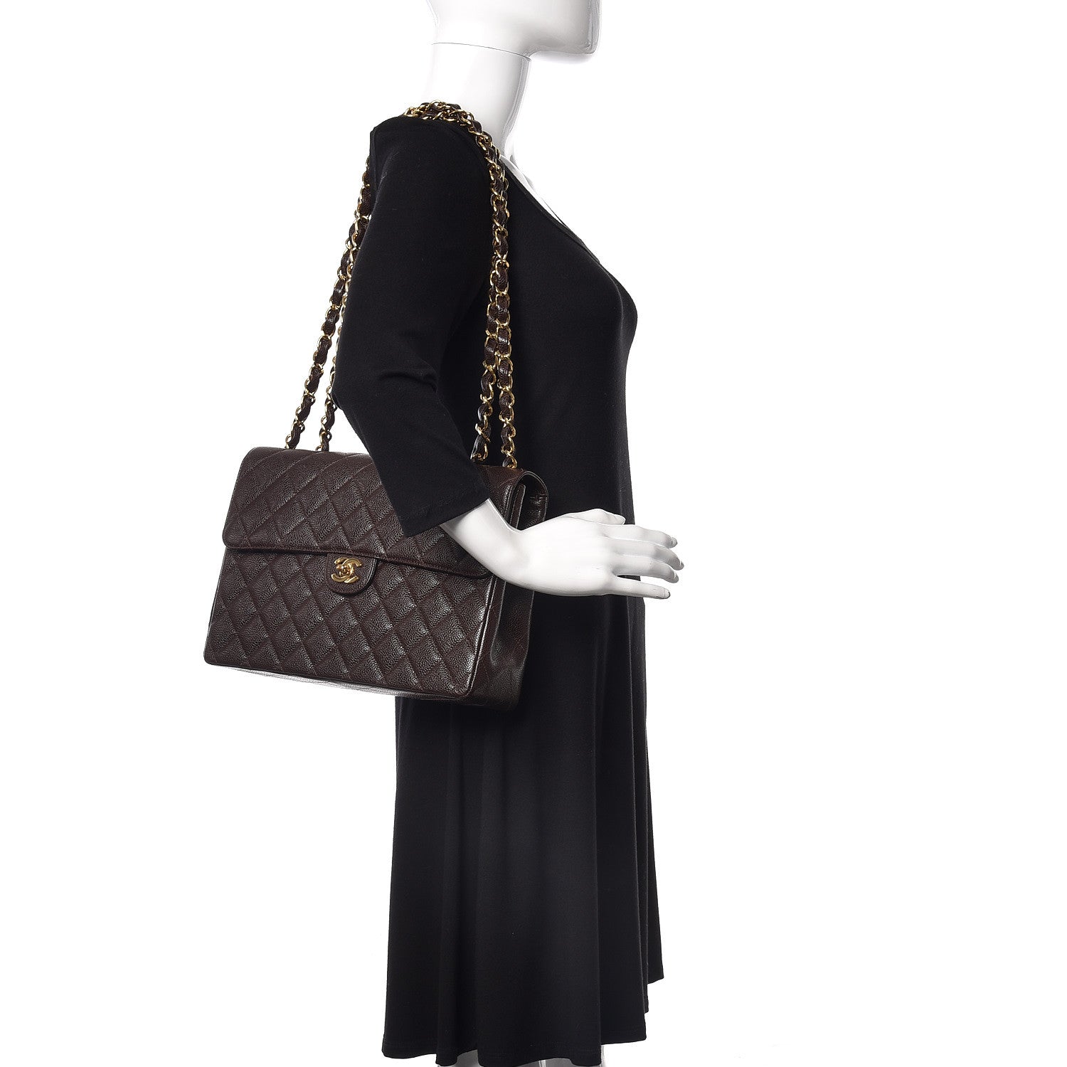 Chanel Caviar Quilted Jumbo Single Flap Brown 2 of 10