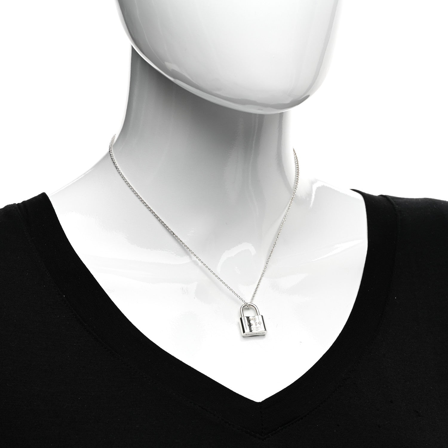 Tiffany Sterling Silver 1837 Lock Charm Pendant Necklace 2 of 4