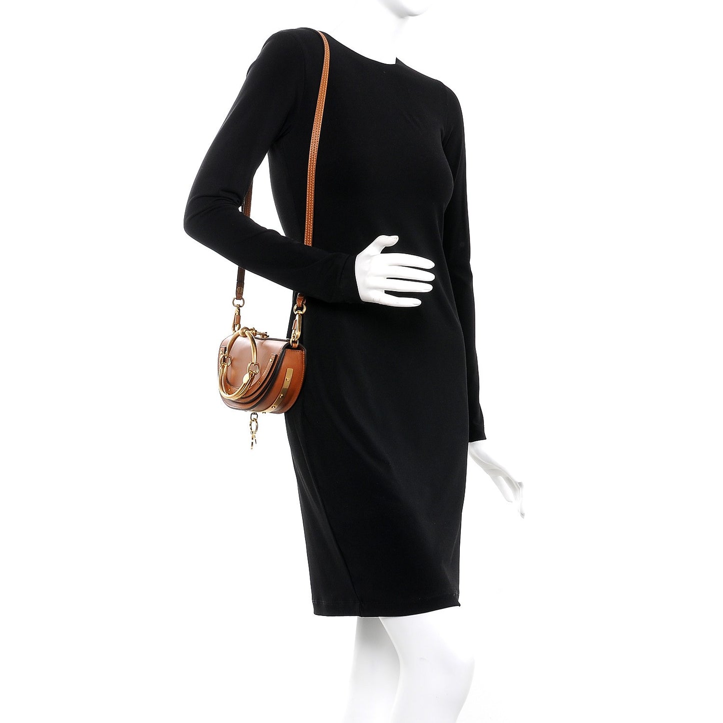 Calfskin Small Nile Bracelet Minaudiere Bag Caramel