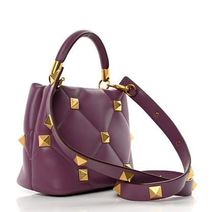 Valentino Garavani Nappa Small Roman Stud The Handle Bag Prune 2 of 9