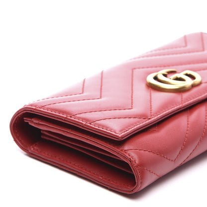 Gucci Calfskin Matelasse GG Marmont Continental Wallet Hibiscus Red 7 of 9