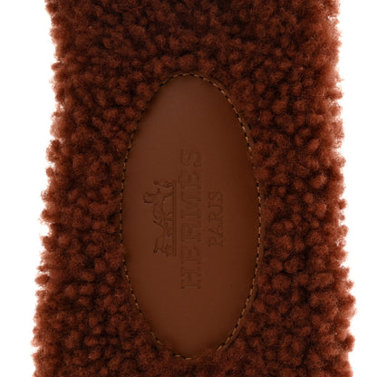 Hermes Woolskin Oran Sandals 37 Cognac 7 of 9