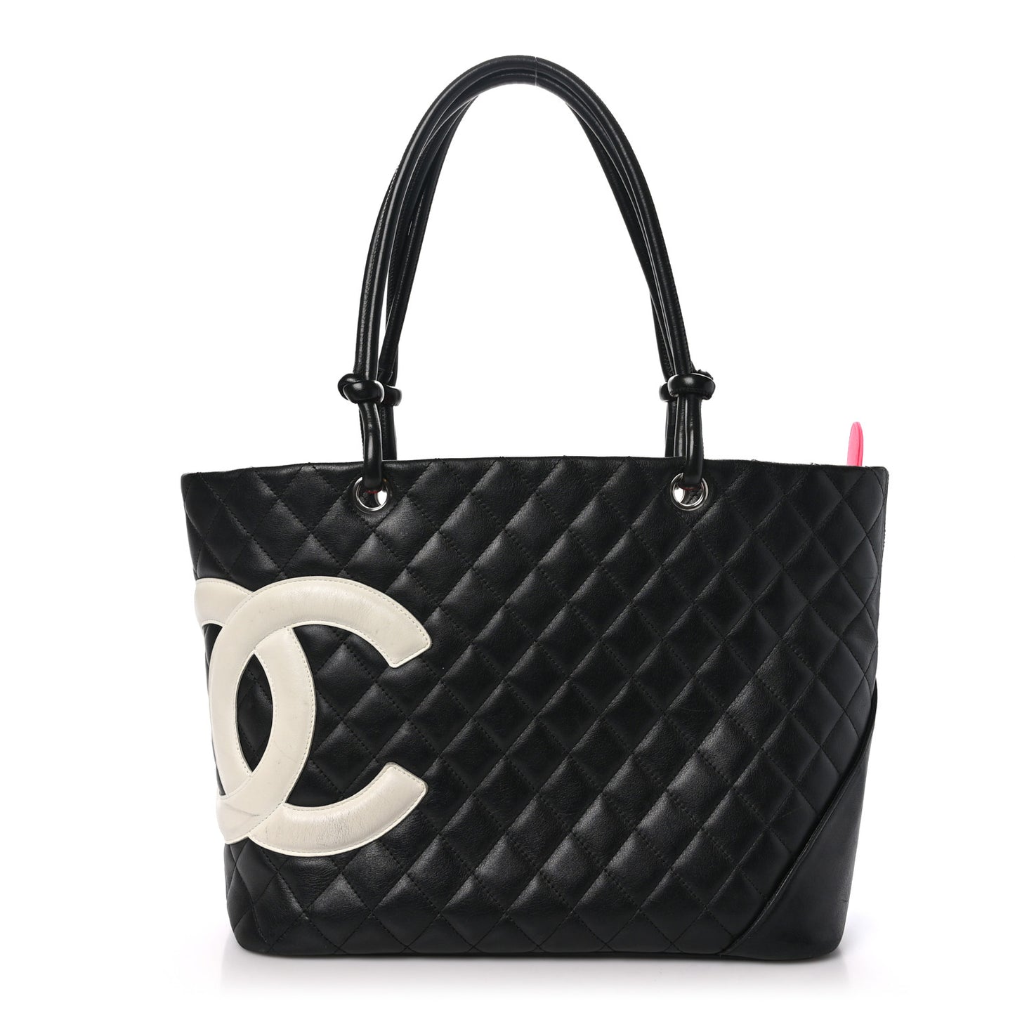 Calfskin Quilted Large Cambon Tote Black White