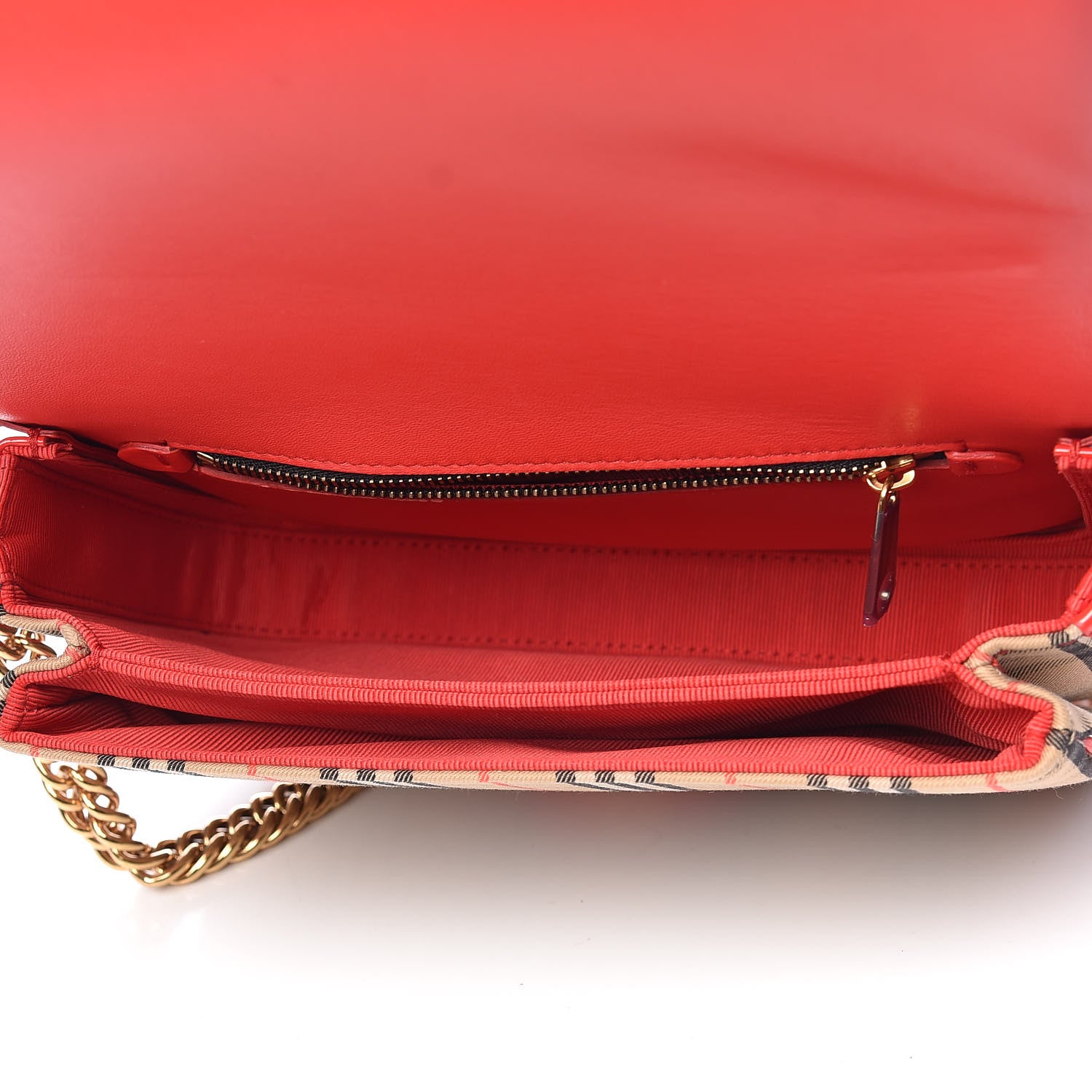 Burberry Patent 1983 Knight Check Link Shoulder Bag Bright Red 5 of 15