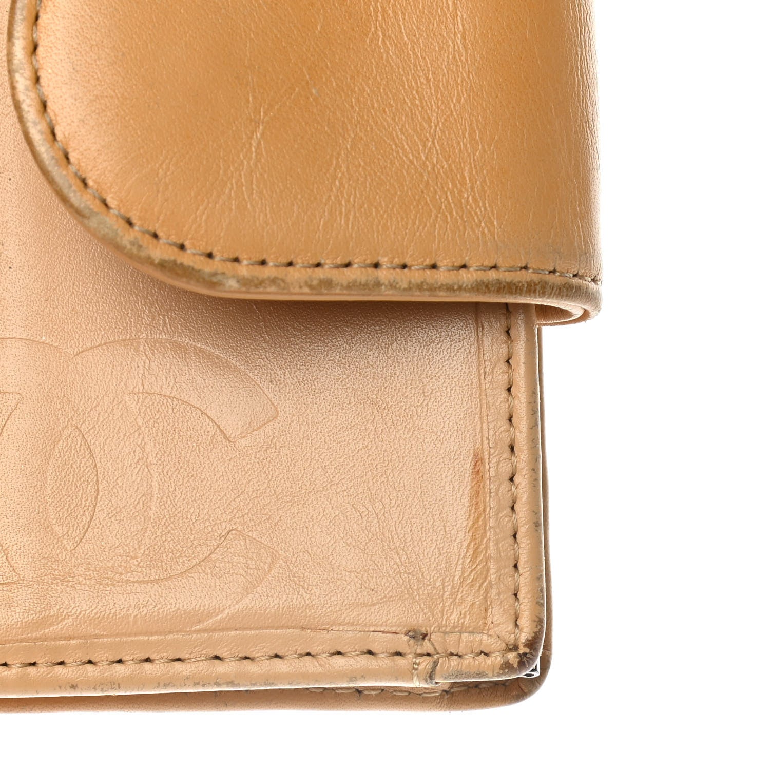 Chanel Calfskin Quilted Cambon Bi-Fold Wallet Beige Black 16 of 16