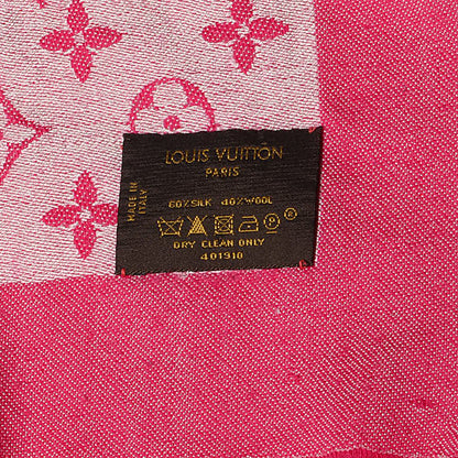 Louis Vuitton Silk Wool Monogram Denim Shawl Pivoine 6 of 6