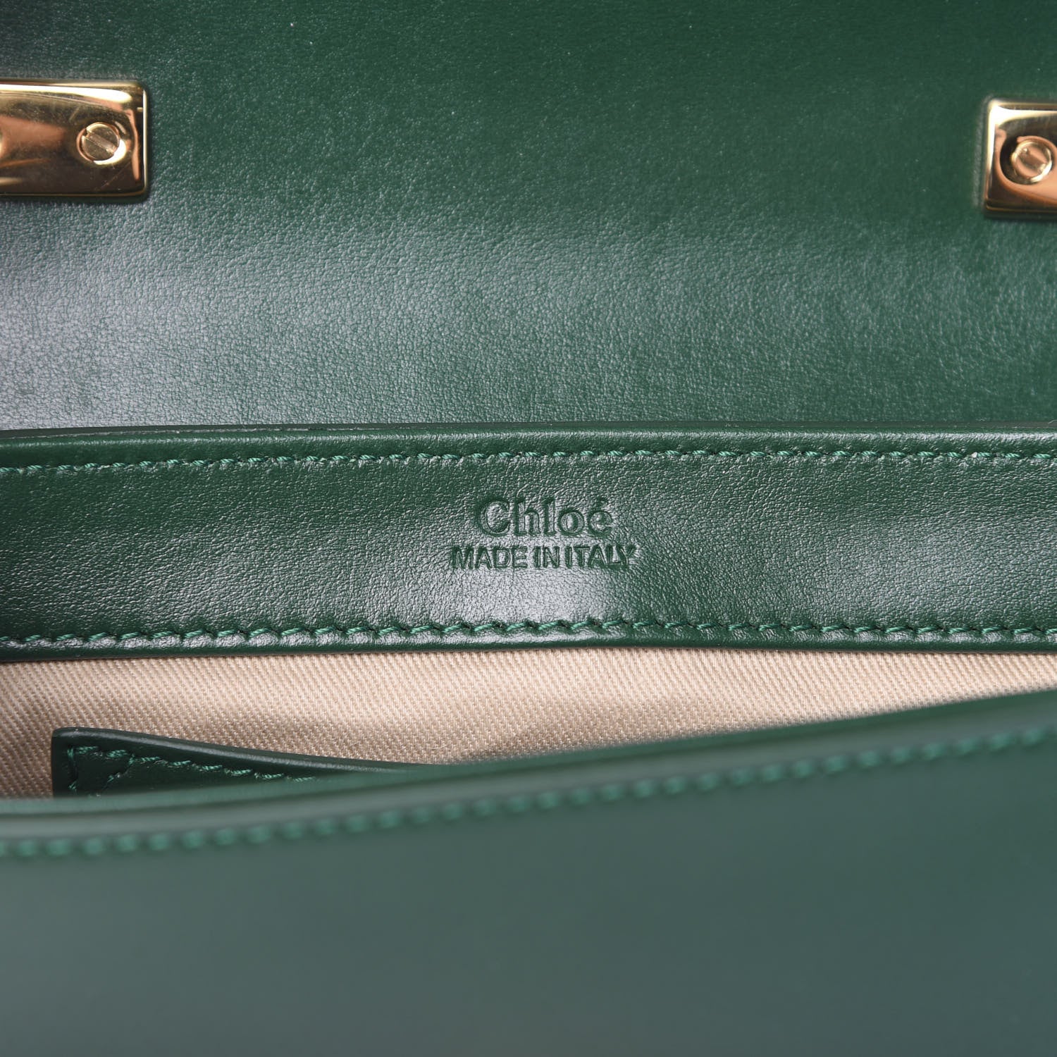 Chloe Shiny Calfskin Suede Mini C Double Carry Green 5 of 9