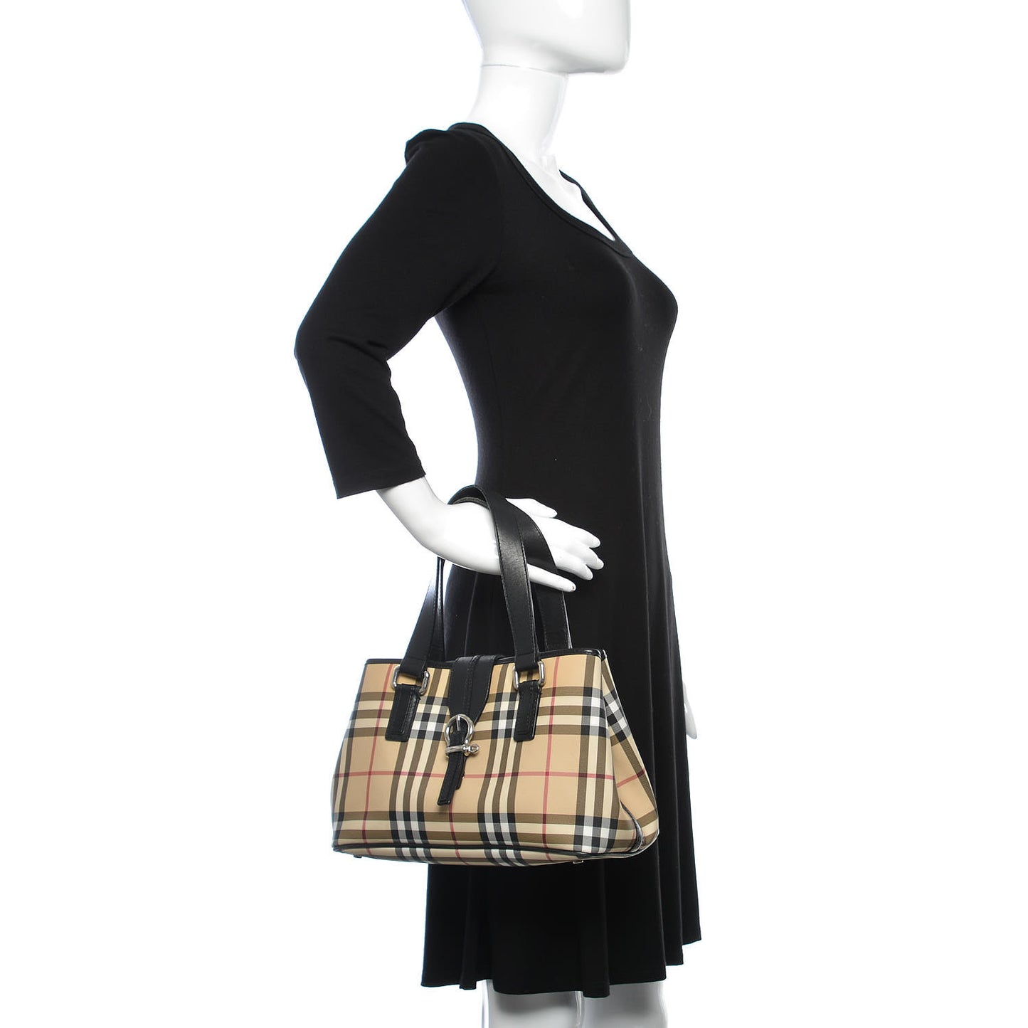 House Check Buckle Tote Black