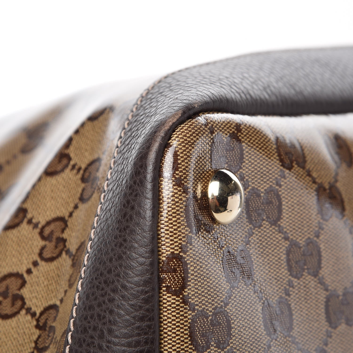 Gucci Crystal Monogram Large Travel Hobo Beige Brown 8 of 13