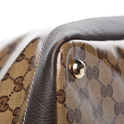 Gucci Crystal Monogram Large Travel Hobo Beige Brown 8 of 13