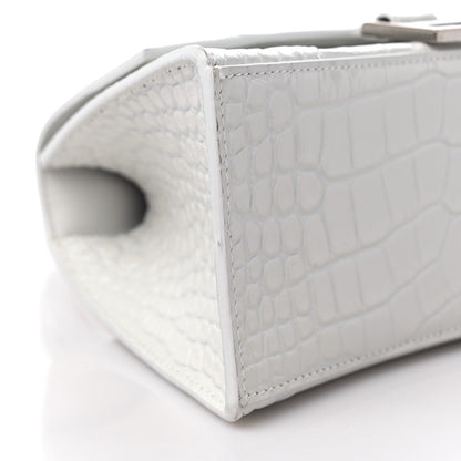 Balenciaga Calfskin Crocodile Embossed Small Hourglass Top Handle Bag White 7 of 9