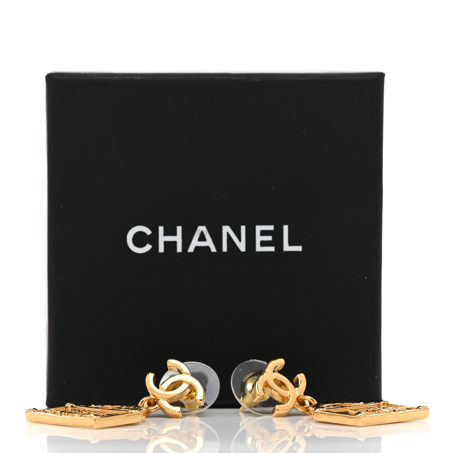 Chanel Metal CC Rue Cambon Drop Earrings Gold 5 of 5