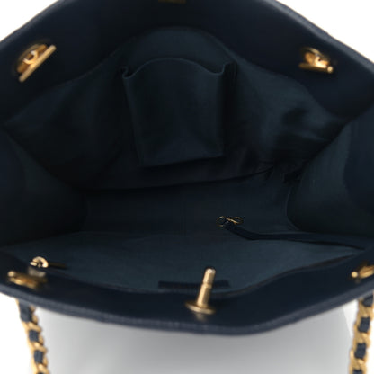 Chanel Caviar Quilted Sweet Vertical Shopping Tote Navy 5 of 11
