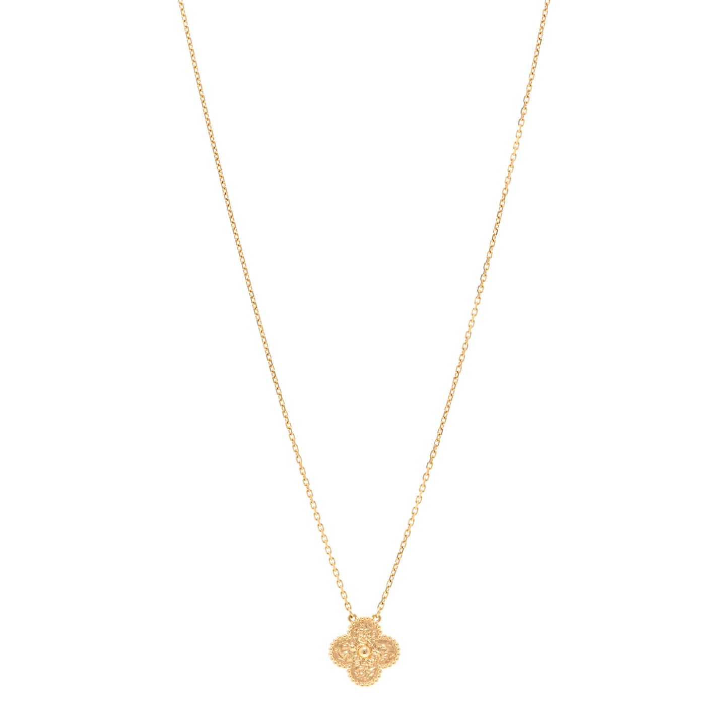 VAN CLEEF & ARPELS 18K Yellow Gold Vintage Alhambra Pendant Necklace