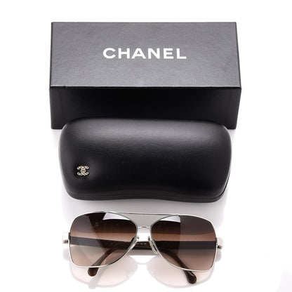 Chanel Lambskin Quilted CC Aviator Sunglasses 4196-Q Silver Taupe 7 of 7
