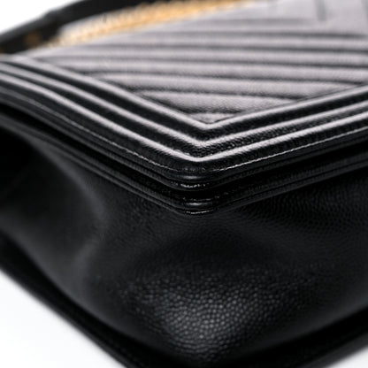 Chanel Caviar Chevron Quilted Medium Boy Flap Black 8 of 17