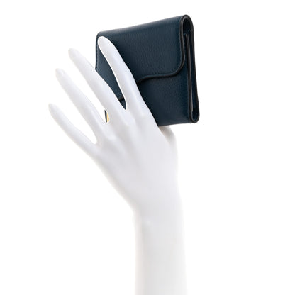 Christian Dior Goatskin Saddle Lotus Wallet Blue 2 of 9