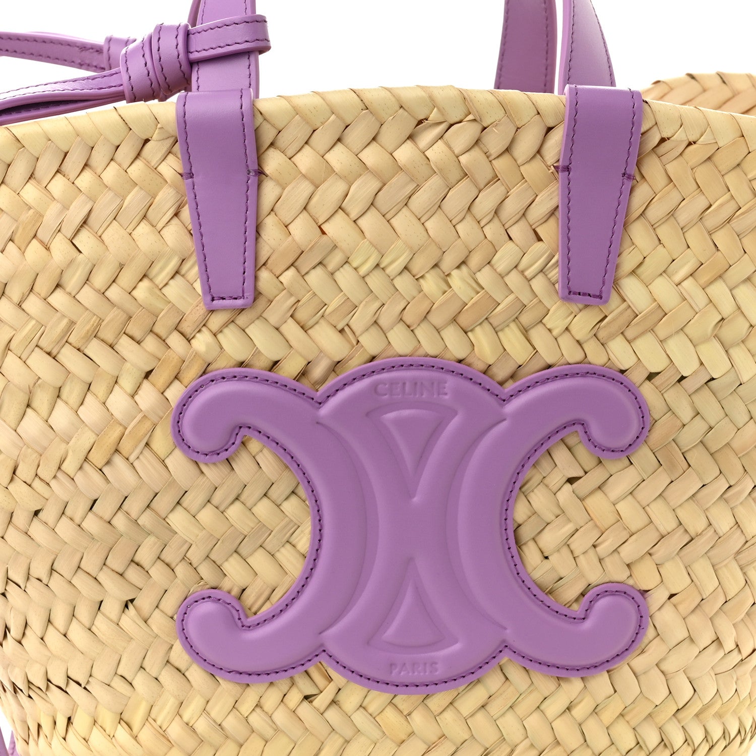 Celine Raffia Calfskin Triomphe Teen Panier Vintage Mauve 7 of 9