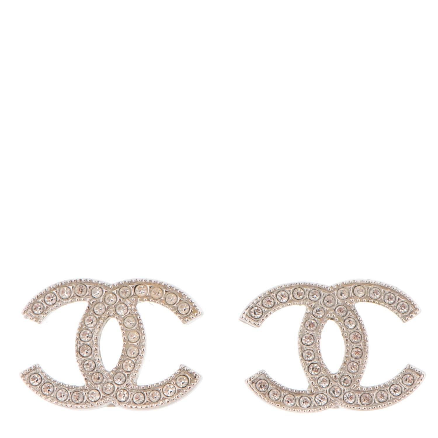 Chanel Crystal CC Earrings Silver 1 of 4
