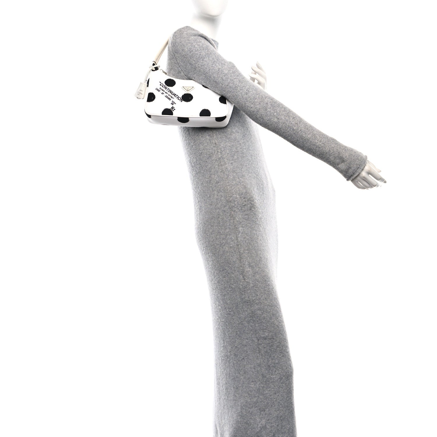 Prada Tessuto Nylon Polka-Dot Mini Re-Edition 2000 Bag White Black 2 of 9