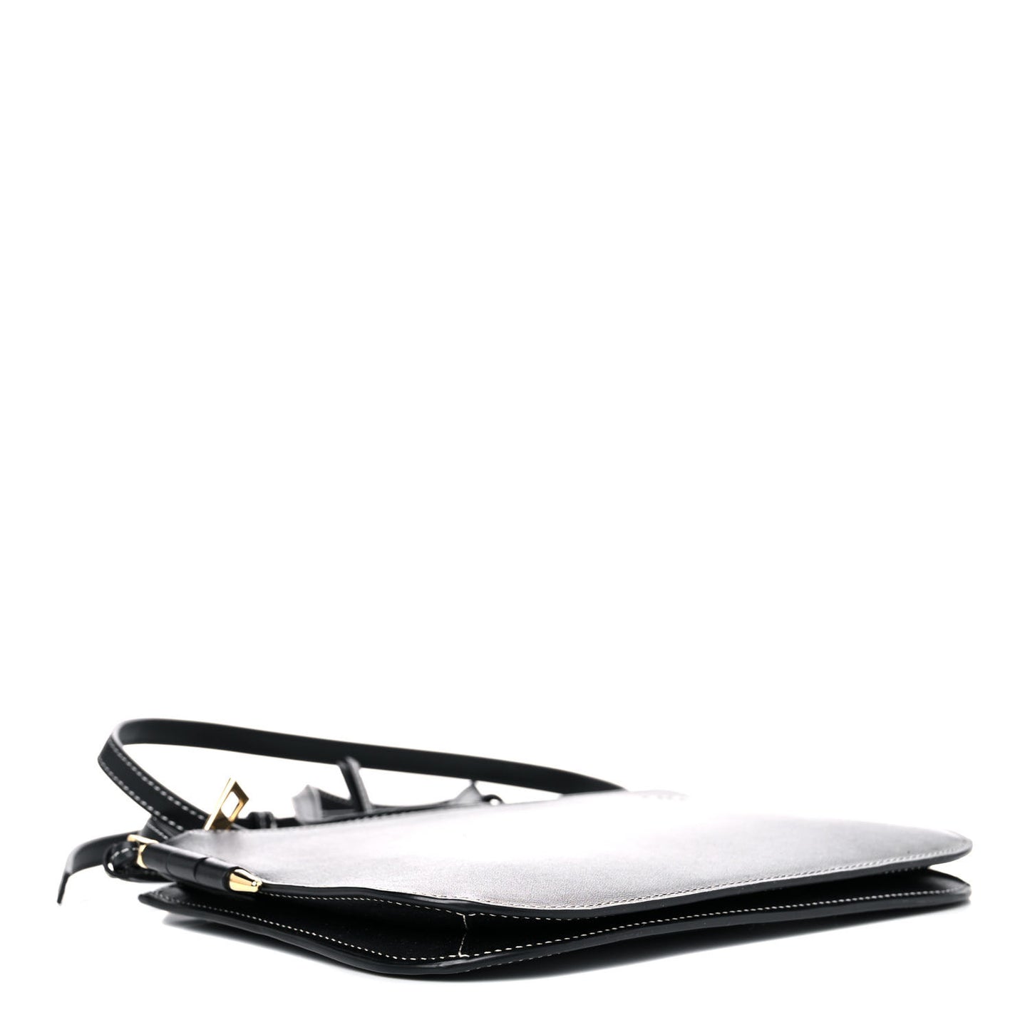 Calfskin Gate Double Zip Pouch Crossbody Black