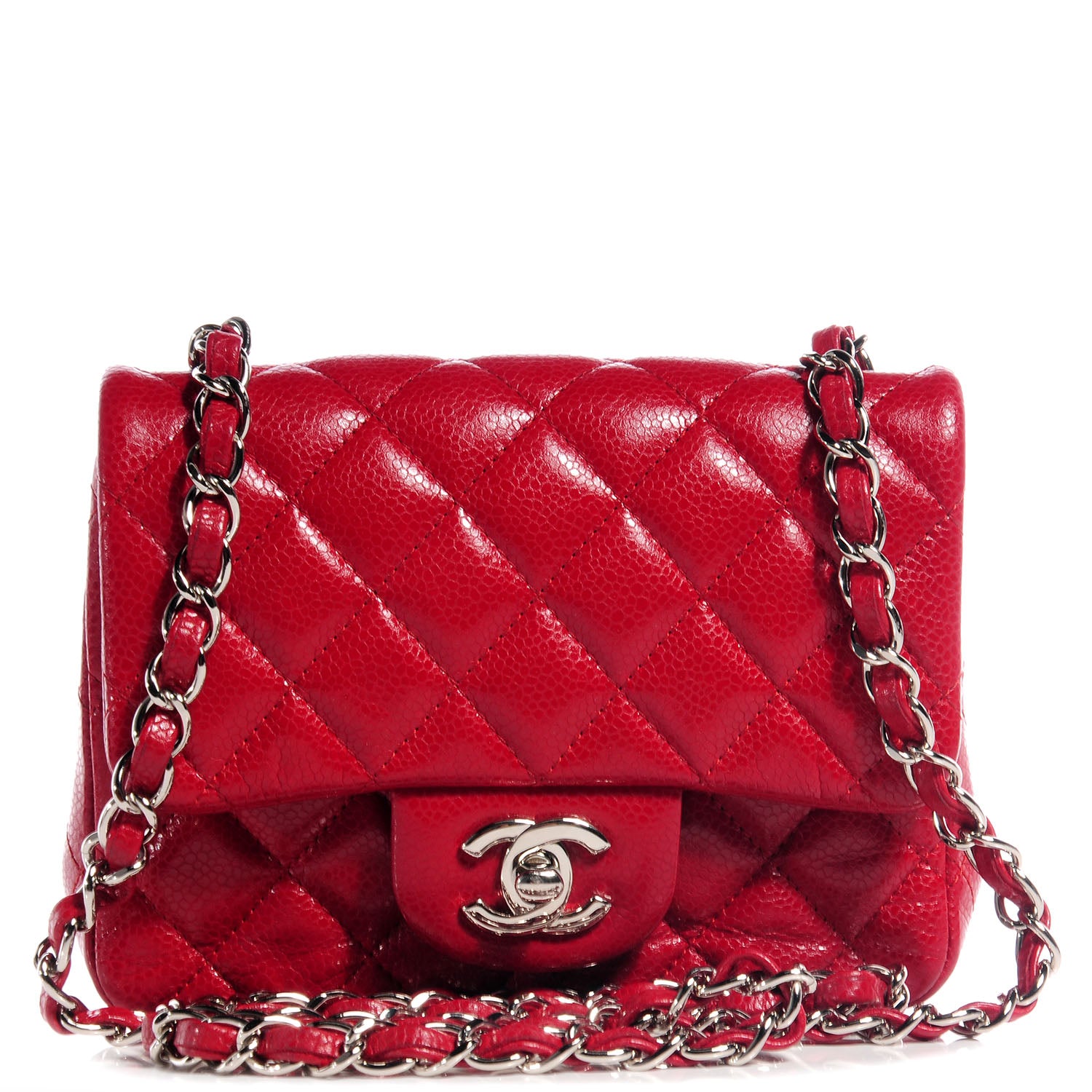 Chanel Caviar Quilted Mini Square Flap Red 1 of 8