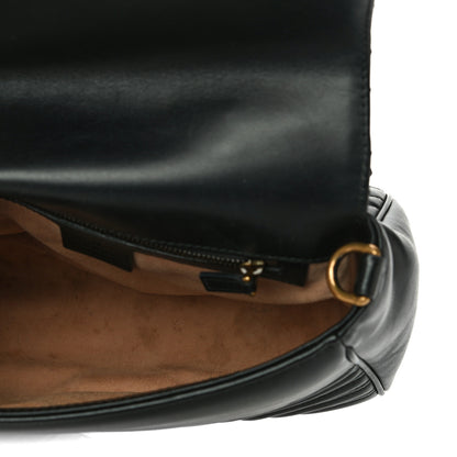 Gucci Calfskin Matelasse Small GG Marmont Top Handle Shoulder Bag Black 5 of 13