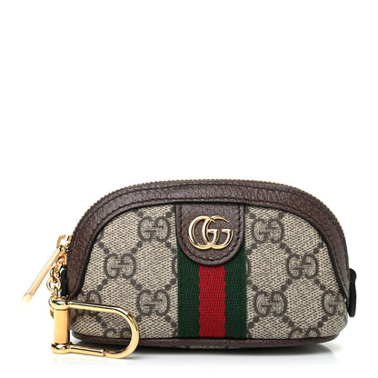 Gucci GG Supreme Monogram Web Ophidia Dome Key Pouch Beige New Acero 1 of 7