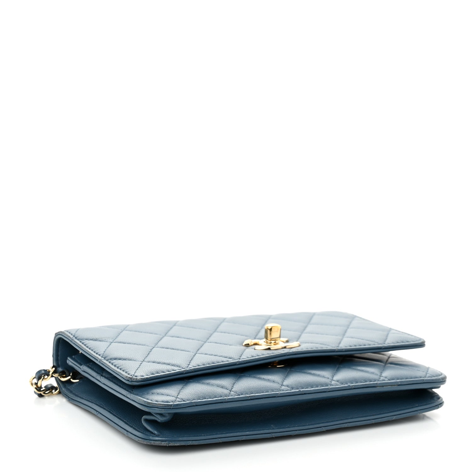 Chanel Lambskin Quilted Trendy CC Wallet On Chain WOC Blue 4 of 11