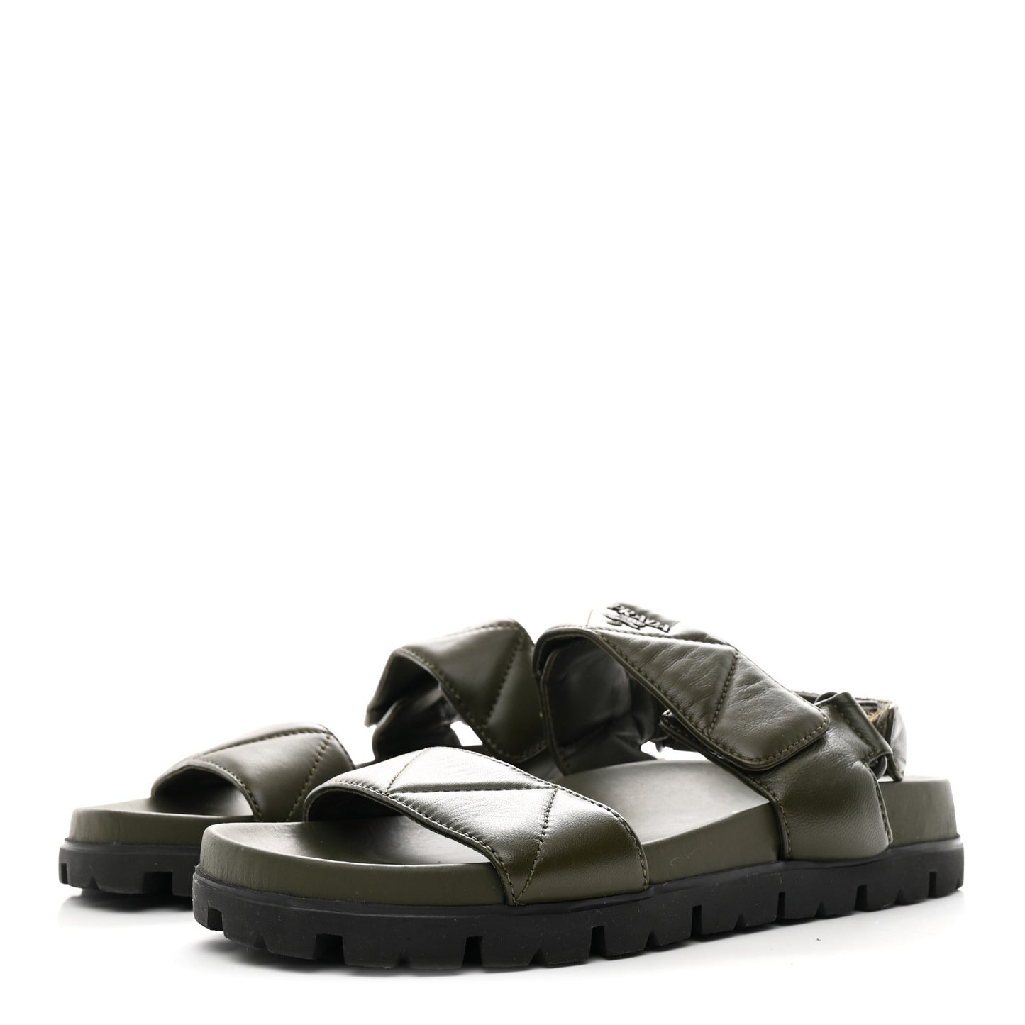 Nappa Quilted Padded Slingback Sandals 40 Militare