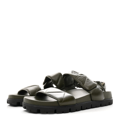 Prada Nappa Quilted Padded Slingback Sandals 40 Militare 4 of 11